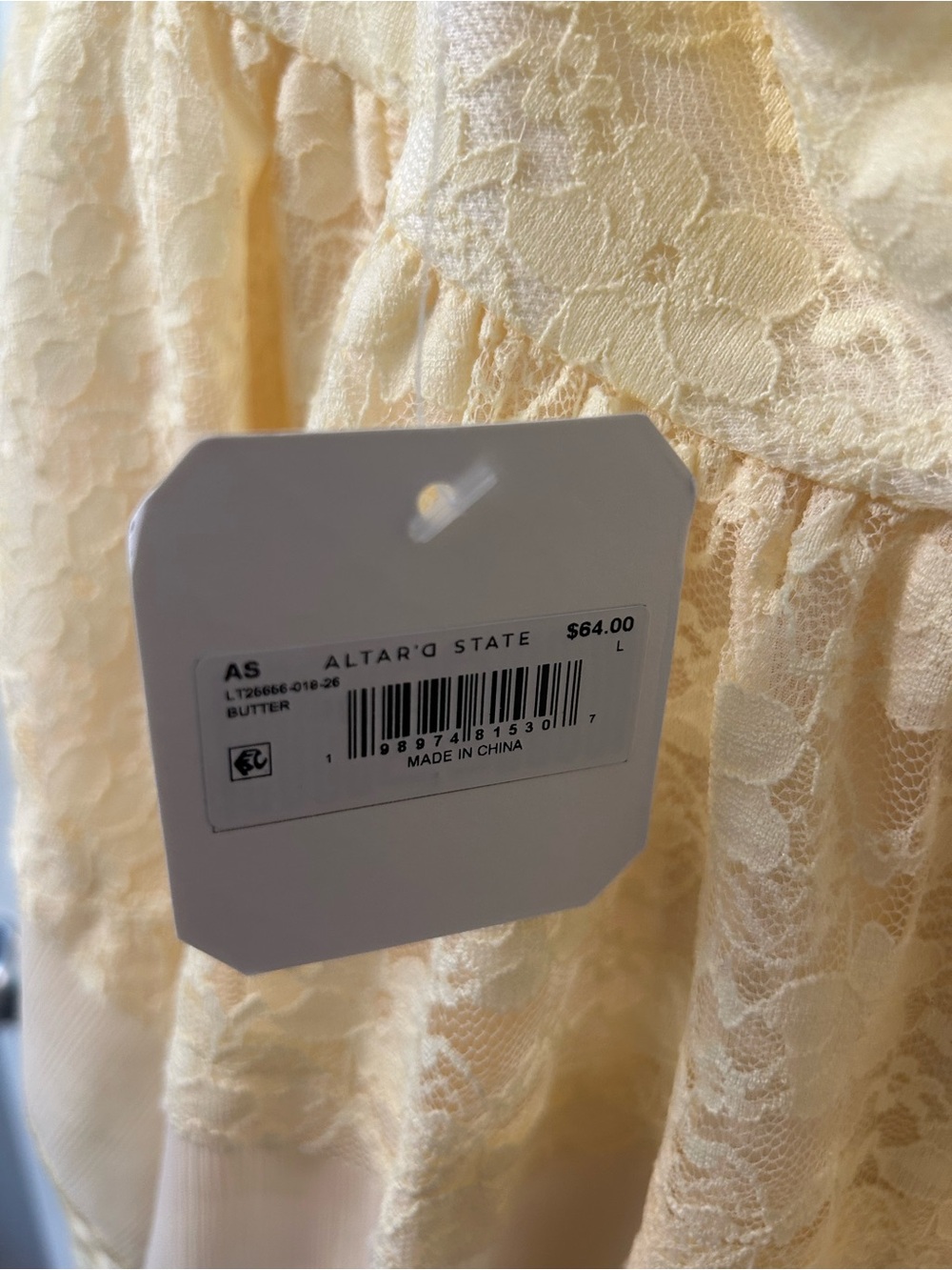 Altar'd State Butter Yellow Lace Tiered Tank - Picture 3 of 3
